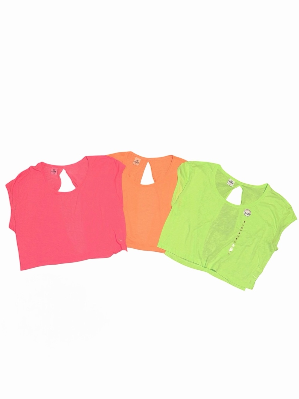 Y2K PINK Victoria's Secret Neon Keyhole Back Crop Tops Pink, Orange, Green Med M